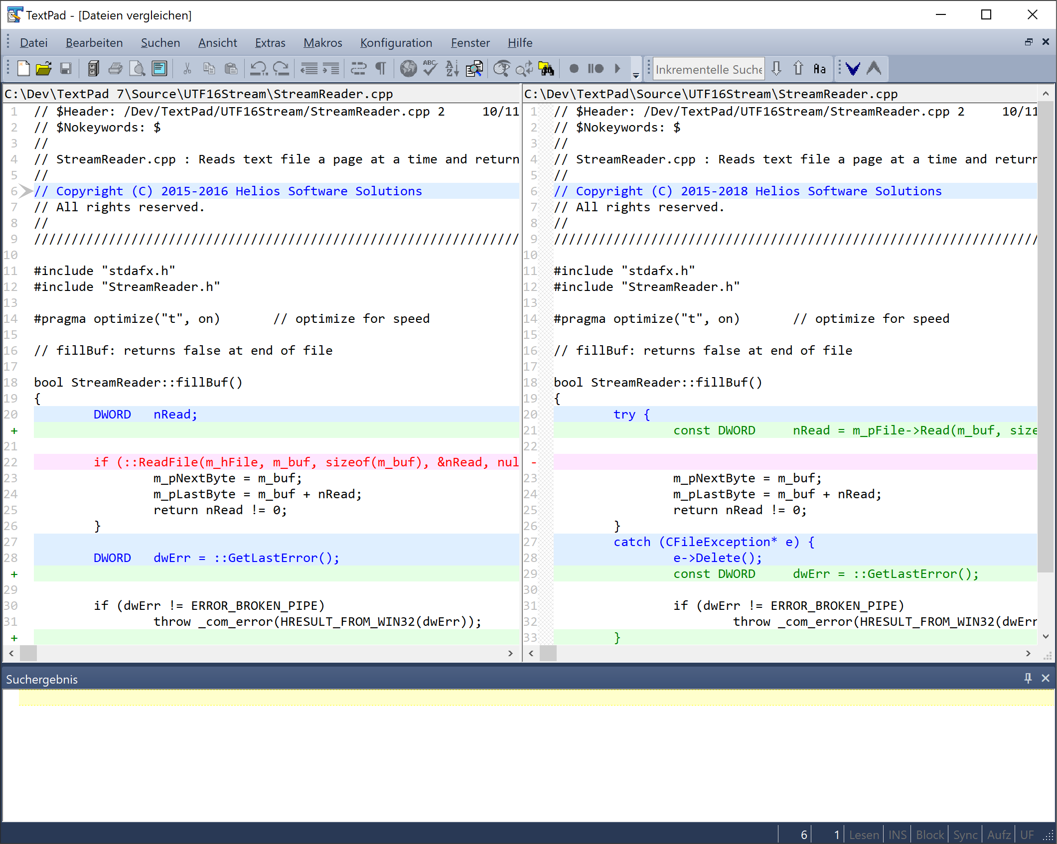 comparing files with TextPad