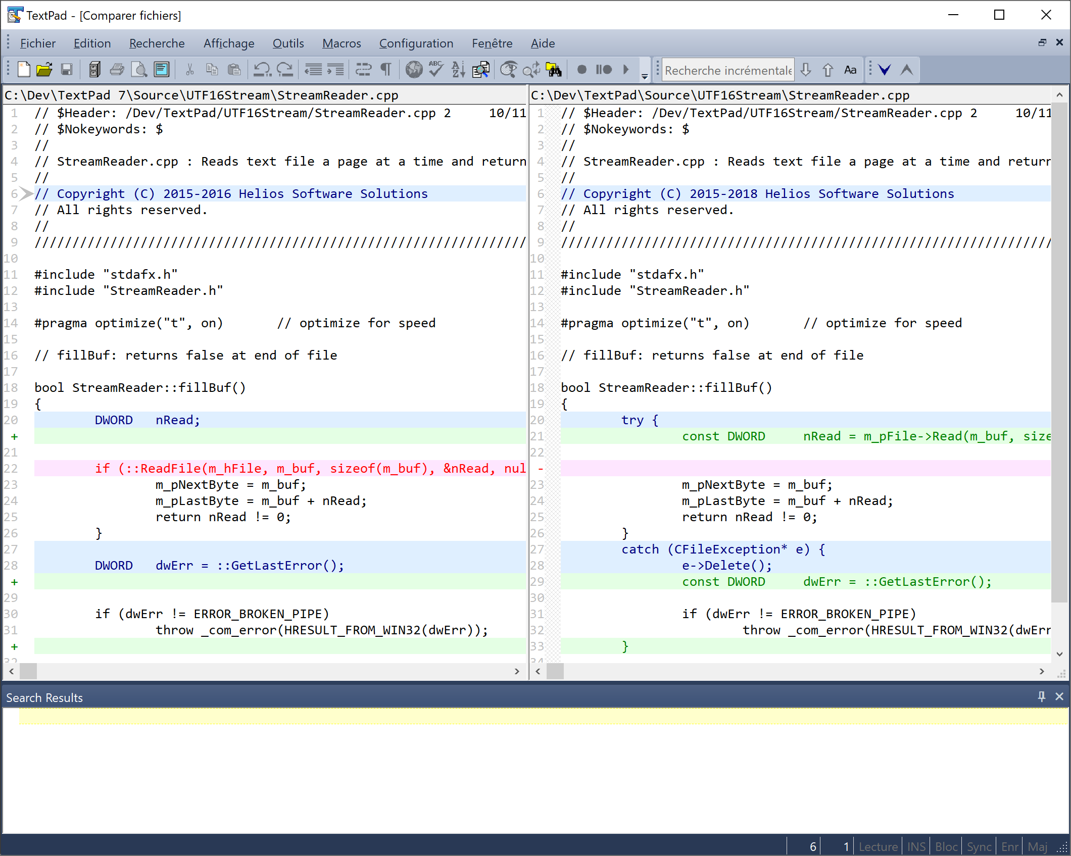 comparing files with TextPad